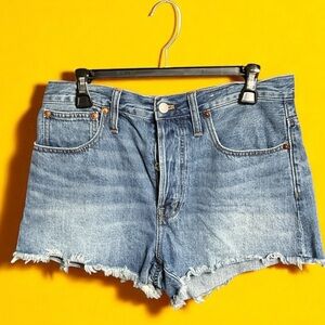 Madewell Relaxed Denim Shorts High Rise Button Fly Cutoff Blue 27
